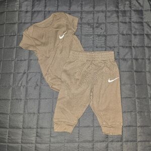 Nike Kids Brown Bodysuit and Jogger Set